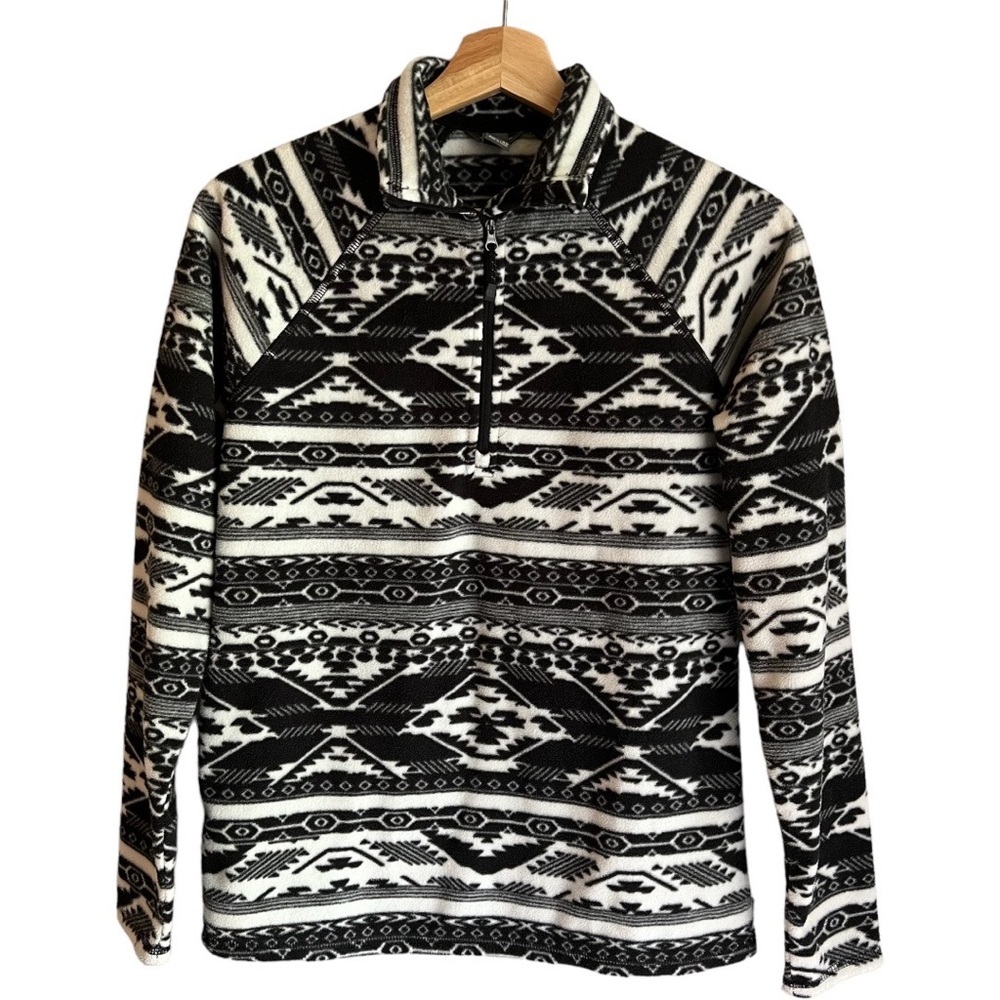 EDDIE BAUER | Lightweight Aztec Print Fleece Half Zip Sz XS - Picture 1 of 8